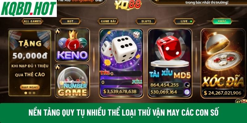 Nền tảng quy tụ nhiều thể loại thử vận may các con số